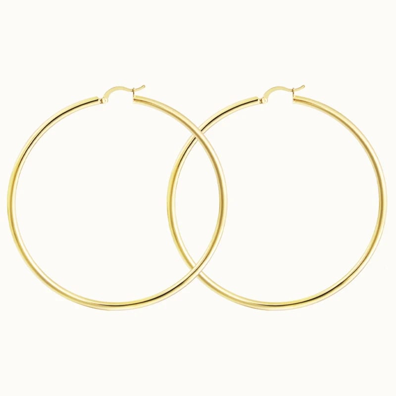 Minimalist 18k Gold Plated Jewelry Hypoallergenic Earrings Classic Big Large Gold Hoop Earrings For Women In Stock