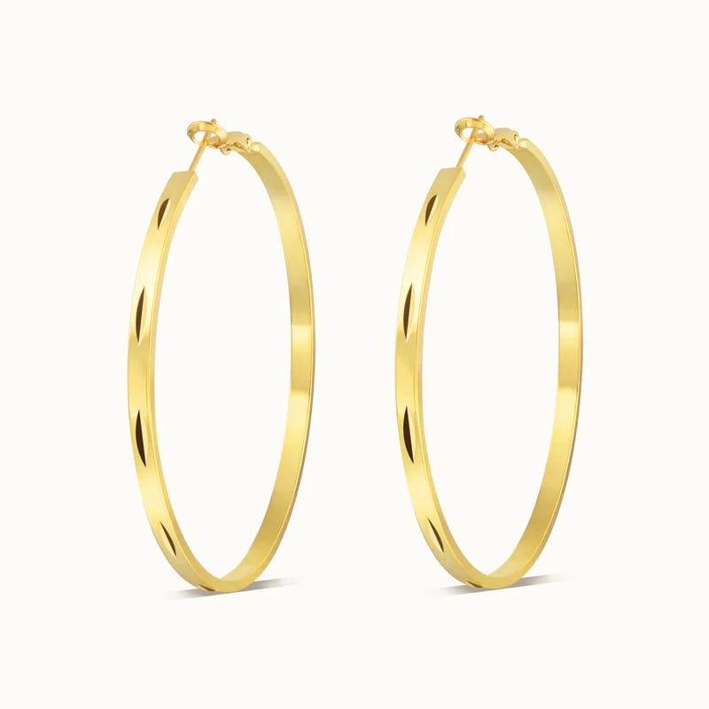Hot Sale Trendy High Quality Big Circle Earring Simple Gold Color Brass Hoop Earrings Jewelry For Women In Stock