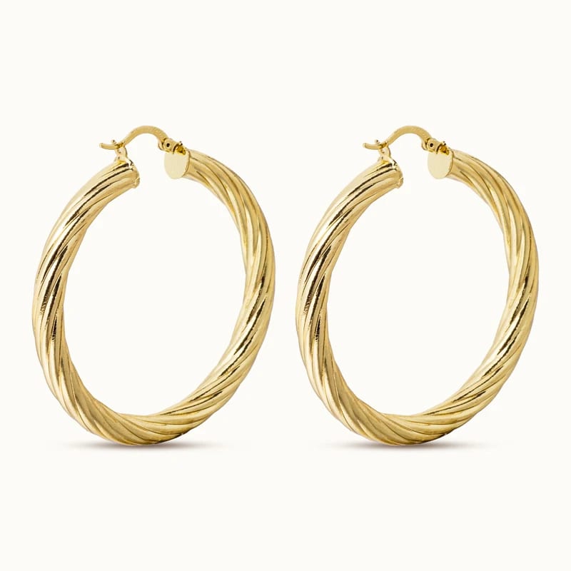 Trendy 18k Gold Plated Twist Simple Big Circle Hoop Huggie Earrings For Women Statement Earrings Wholesale In Stock