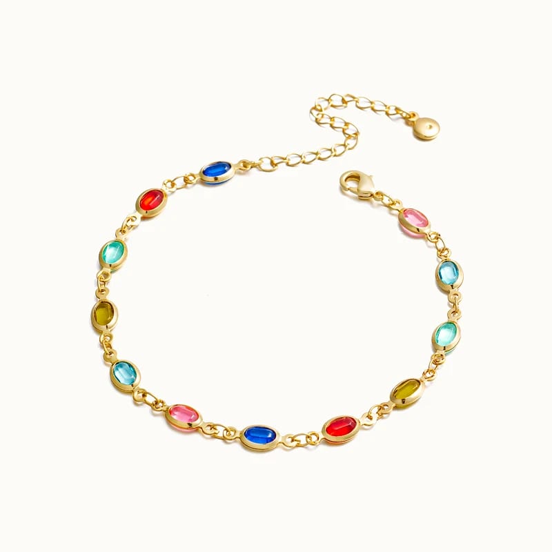 Hot Selling New Boho Style Jewelry Mixed Multi-color Oval Crystal Bracelet For Women In Stock