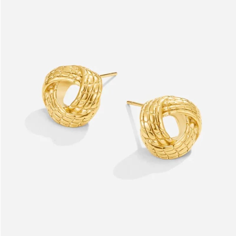 Wholesale Custom Not Fade Fashion Jewelry Stainless Steel 18k Gold Plated Knotted Twist Gold Earrings For Women Stud Earrings