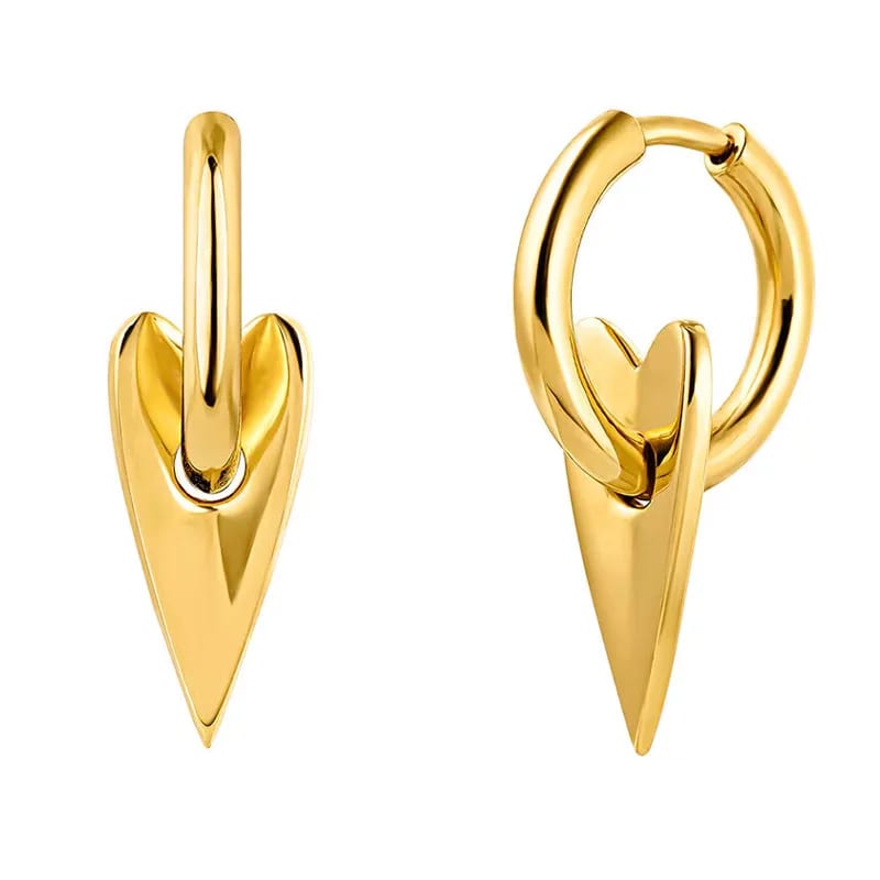 Non-fading Waterproof 18k Gold Plated Pvd Stainless Steel Heart Drop Hoop Earrings Women Hoop Earrings