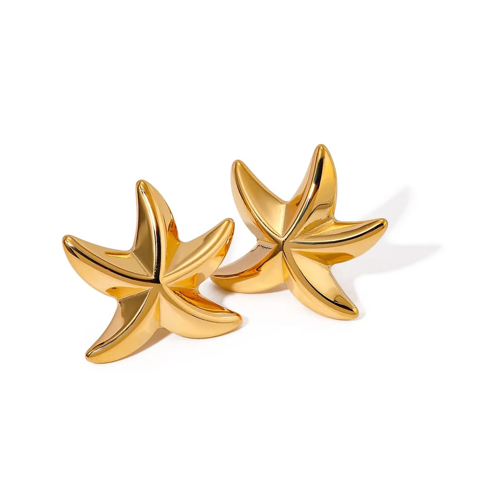 Fashion Beach Jewelry Waterproof Stainless Steel Pvd 18k Gold Plated Starfish Stud Earrings Stud Earrings