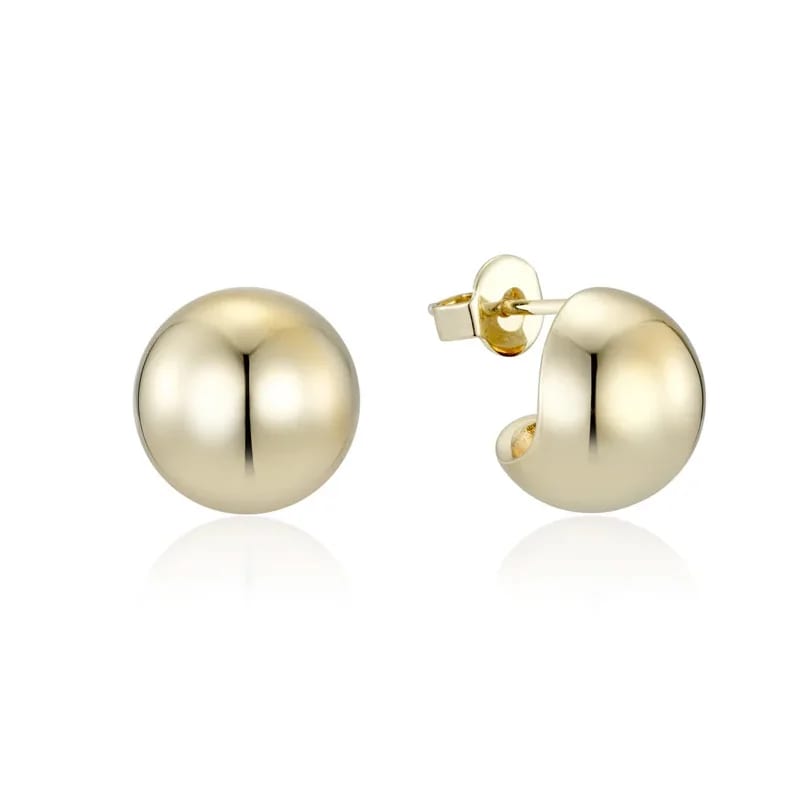 18k Gold Plated Chunky Hoop Smooth Cambered Earrings Waterproof Non Tarnish Stainless Steel Ball Shape Earring For Women Men Hoop Earrings