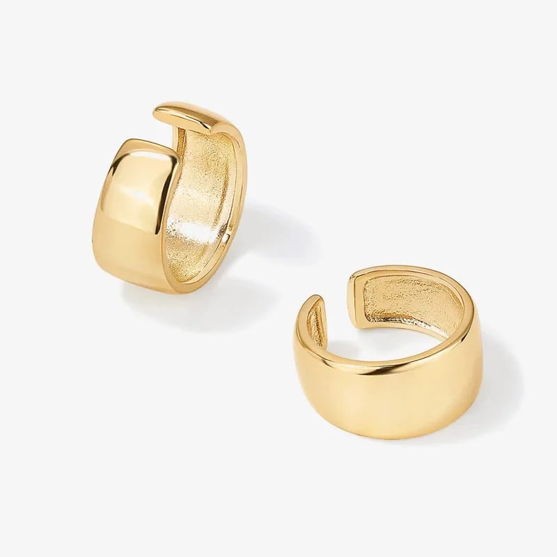 High Quality 925 Sterling Silver Clip On Cartilage 14k Gold Plated Round Huggie Ear Cuff Earrings For Women Ear Cuff