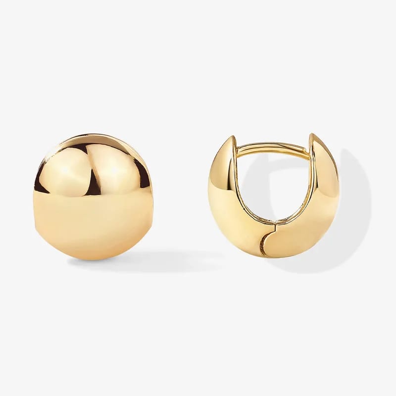 Hot Selling 925 Sterling Silver Ultra Thick Huggie Earring Women’s Mini Small 14k Gold Plated Ball Huggies Hoop Earrings Hoop Earrings