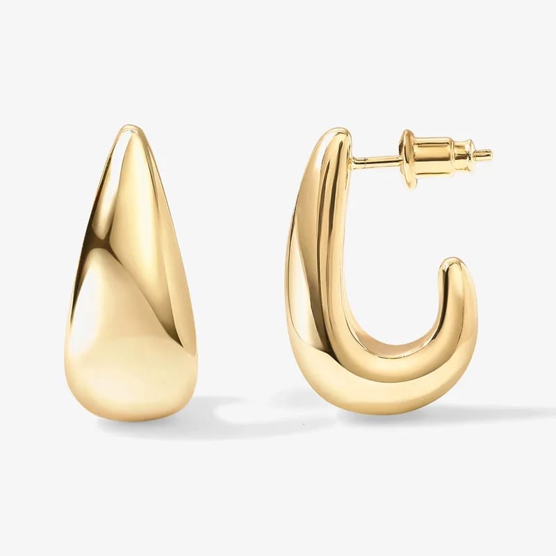 New Arrival Popular 18k Gold Plated Brass Statement Dome Hoop Huggie Earrings For Women Hoop Earrings