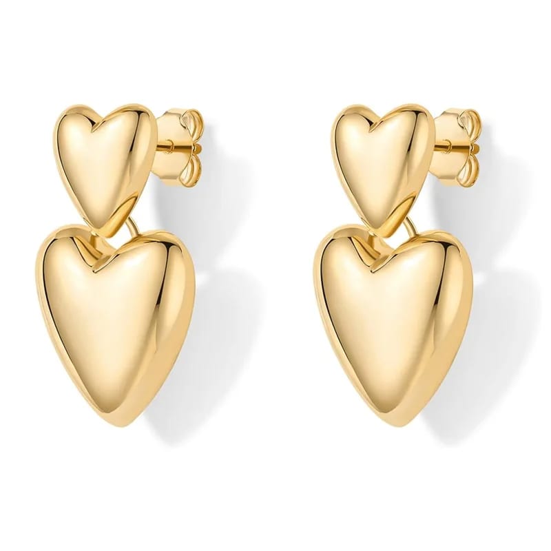SXS Jewelry 18k Gold Plated Statement Chunky Heart Earrings For Women Lightweight Teardrop Love Dangle Earrings Drop Earrings