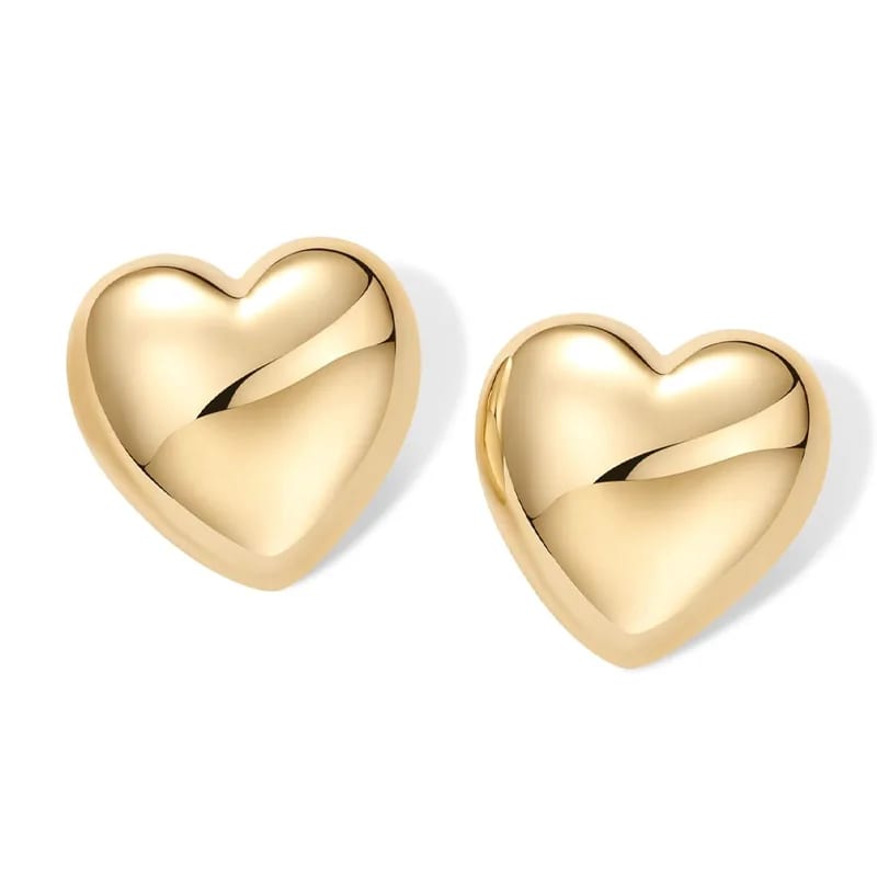 Best Selling 18k Gold Plated 925 Sterling Silver Statement Love Friendship Oversized Puffy Heart Stud Earrings For Women Stud Earrings