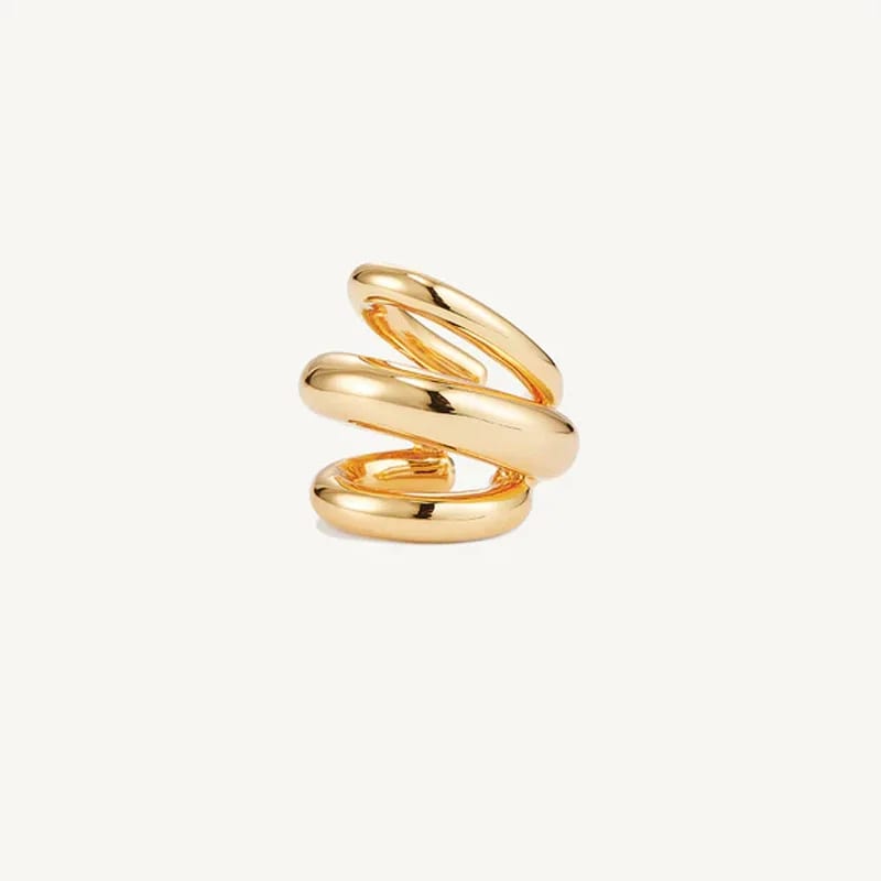 Latest Design Statement Three Layers Triple Ear Cuff 18k Gold Plated Glossy Cc Ear Clip For Women Ear Cuff