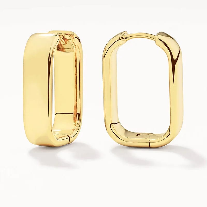 Latest Trendy 18k Gold Plated Midi Chunky Paperclip Huggie Square Hoop Earrings For Women Huggie Earrings