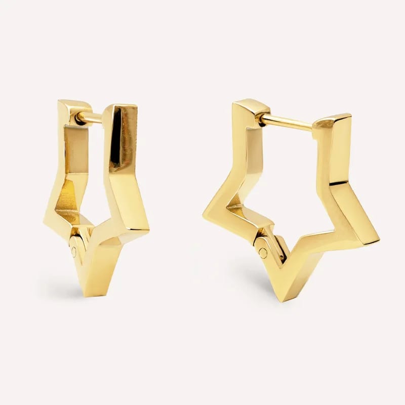 Trendy Stainless Steel Star Shaped Hoop Earrings Hypoallergenic Fine Jewelry 18k Gold Plated Huggie Earring For Women Huggie Earrings