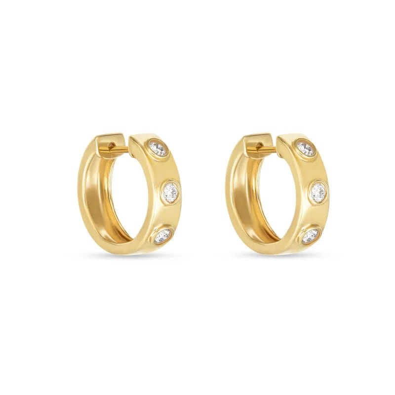 High Quality 18k Gold Plated Zircon Earring 925 Sterling Silver Together Forever Diamond Trio Huggies Hoop Earrings For Women Huggie Earrings