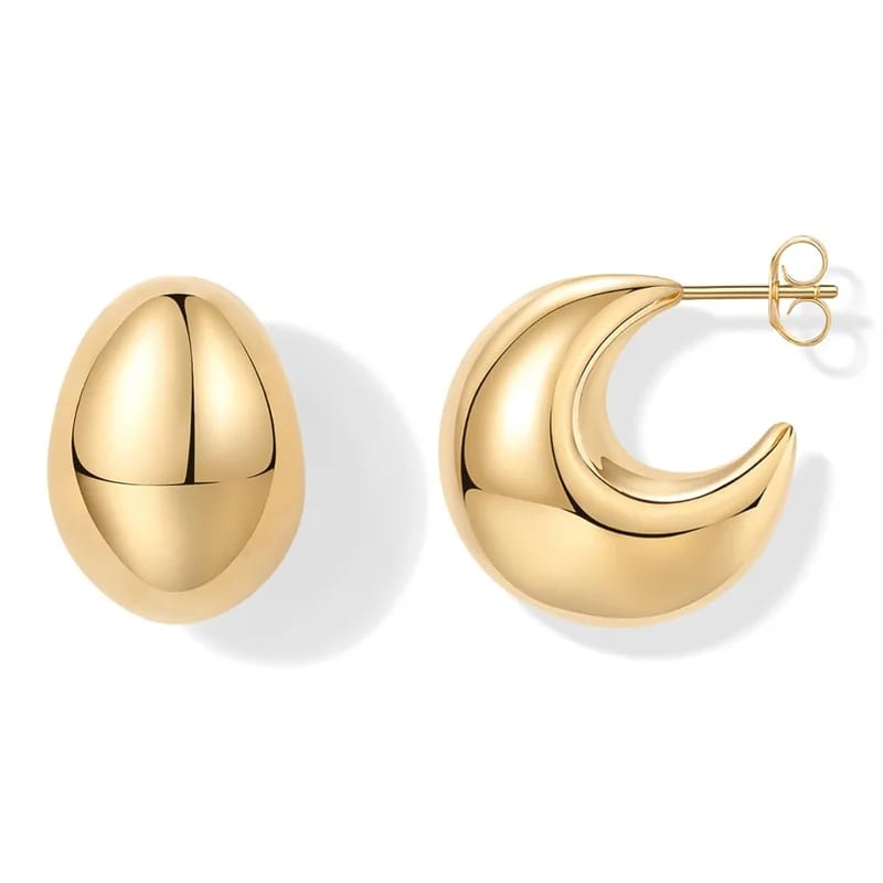 New Arrivals 14k Gold Plated Statement Dome Chunky Hoop Earrings Lightweight Trendy Drop Earrings For Women Stud Earrings
