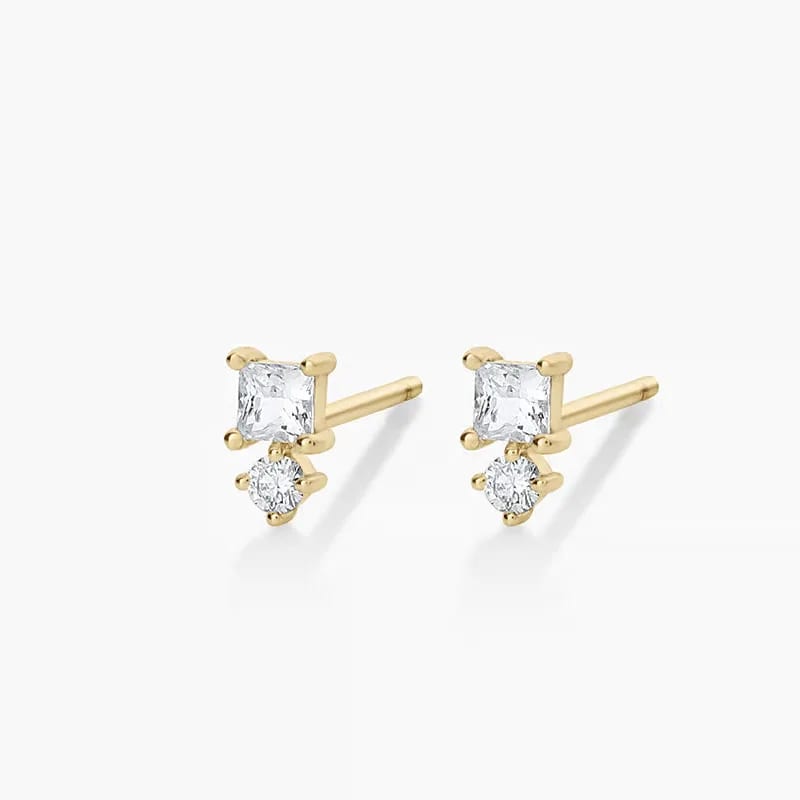 Women Fashion Earrings 18k Gold Plated 925 Sterling Silver Diamond And White Sapphire Studs Earrings Stud Earrings