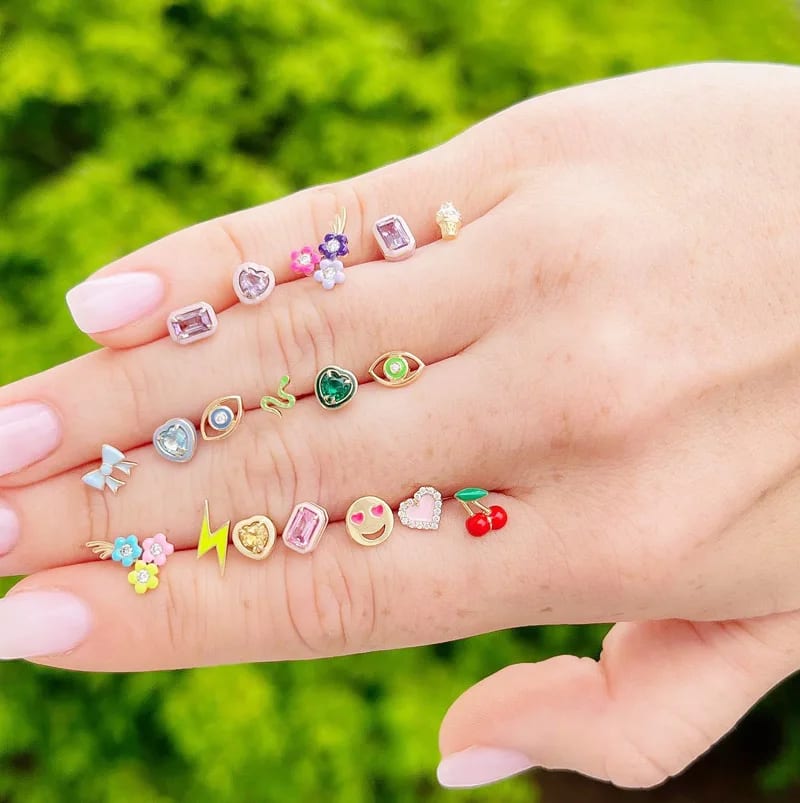 Wholesale Custom Mixed Design Colorful Enamel Stud Earrings Jewelry Stud Earrings
