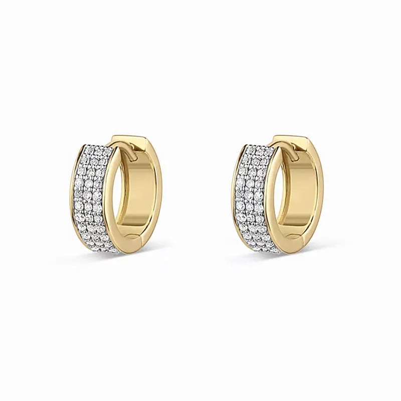 Dainty 925 Sterling Silver Gold Vermeil Jewelry Wholesale Micro Pave Full Diamond Huggies Hoop Earrings Hoop Earrings