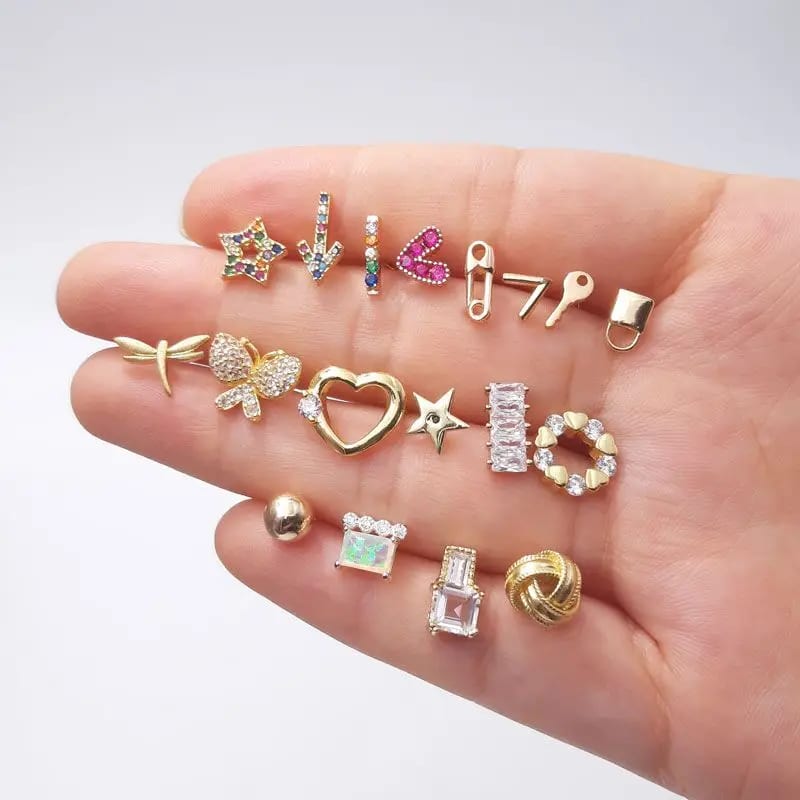 High Quality Minimalist Women’s Jewelry Fashion 18k Gold Plated Diamond Cubic Zirconia Mini Small Stud Earrings For Women Stud Earrings