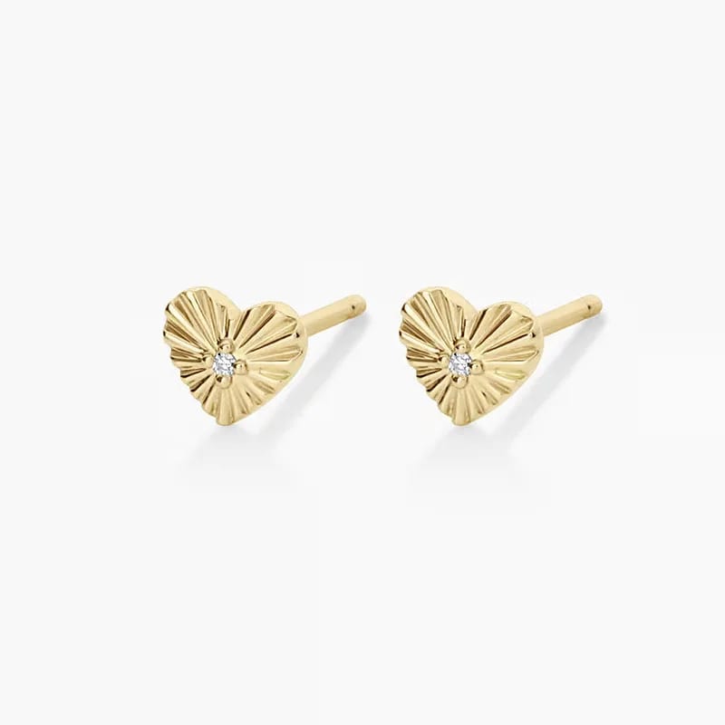 Delicate Women 925 Sterling Silver Jewelry 18k Gold Diamond Vintage Heart Stud Earrings Stud Earrings