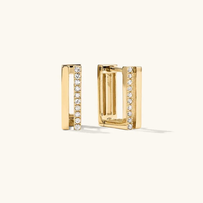 New Arrivals Fashion Fine Jewelry Custom 925 Sterling Silver 14k Gold Plated Pave Diamond Duo Huggie Hoops Earrings Hoop Earrings