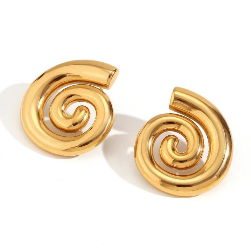 New Design Fashion Jewelry Hypoallergenic 18k Gold Plated Stainless Steel Winding Conch Design Stud Earrings For Women Stud Earrings