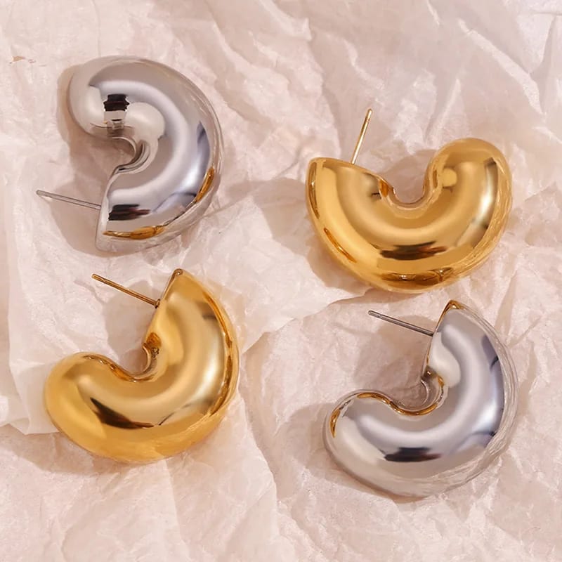 New Arrival Minimalist 18k Pvd Gold Waterproof Hypoallergenic Chunky Thick Hoop Earrings Jewelry Hoop Earrings