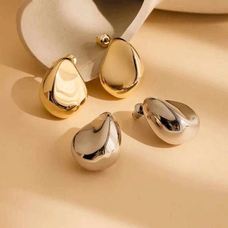 New Arrival Fashion 18k Gold Plated Chunky Minimalist Geometric Dome Drops Elegance Women Teardrop Stud Earrings Stud Earrings