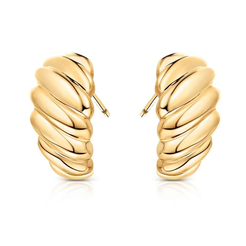 New Arrival Design 18k Gold Plated Trendy Hypoallergenic Chunky Twist Hoop Statement Earrings For Women Hoop Earrings