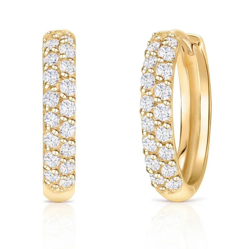 Fashion Hypoallergenic Women 18k Gold Plated Pave Cz Cubic Zirconia Diamond Huggie Hoop Earrings For Women Huggie Earrings