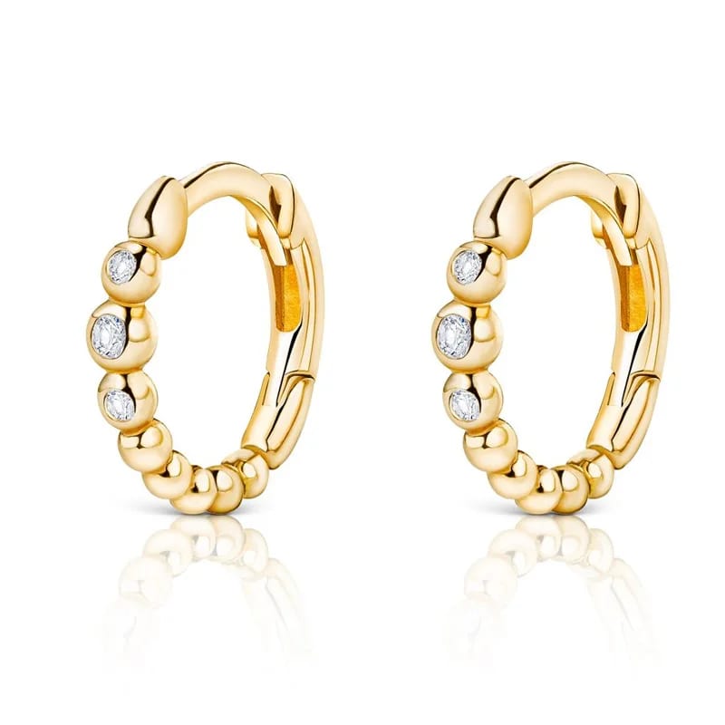 High Quality 925 Sterling Silver 14k 18k Gold Plated Bezel Cubic Zirconia Bubbles Hoop Earrings For Women Huggie Earrings