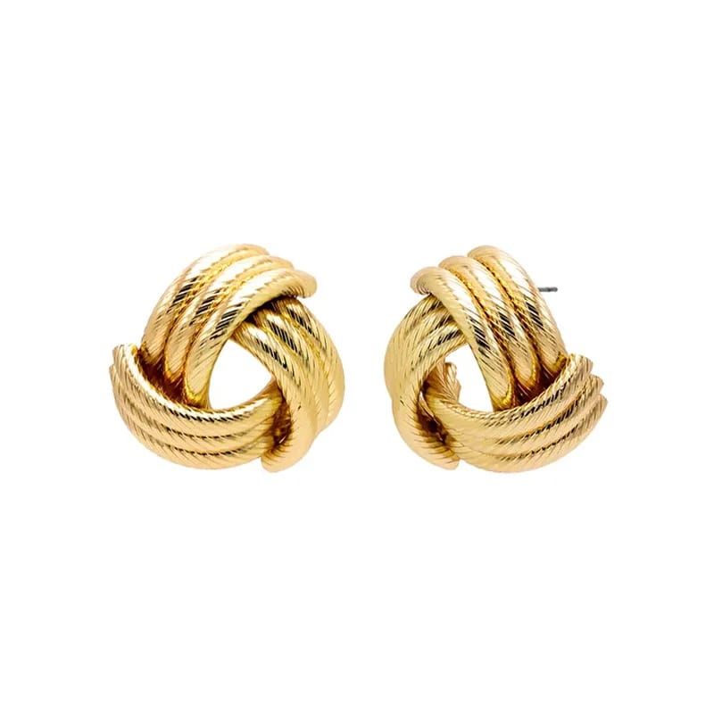 Wholesale Latest Designs Hot Selling Minimalist 18k Gold Plated Triple Rope Knot On The Ear Stud Earrings For Women Stud Earrings