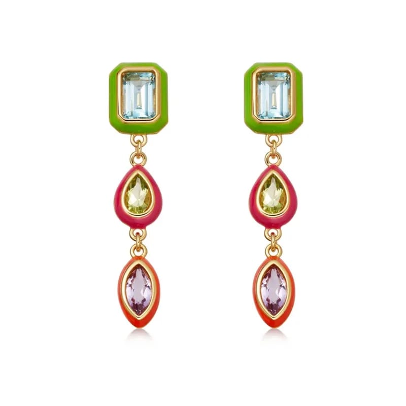High-quality Fashion Trend Colorful Enamel Cubic Zirconia Women’s Drop Dangle Earrings Jewelry Drop Earrings