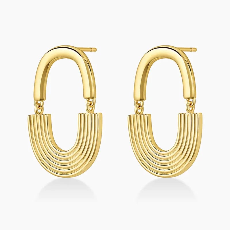 Wholesale Delicate Earrings 18k Gold Plated Retro Rainbow Statement Earrings For Women Stud Earrings