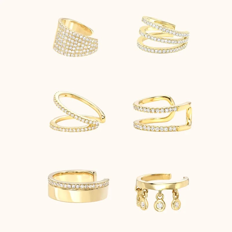 Fashion Fine No Piercing Jewelry 925 Sterling Silver Cartilage Earrings 14k Gold Plated Cubic Zirconia Ear Cuff For Women Ear Cuff