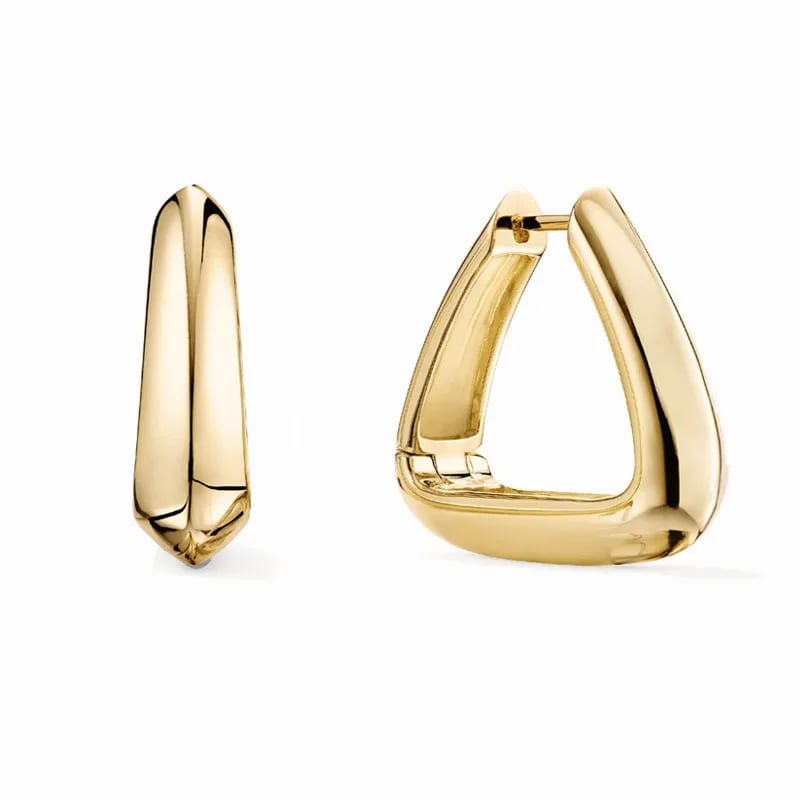 New Trendy Geometric Square Huggie Earrings 925 Sterling Silver 18k Gold Plated Hoop Earrings Women Hoop Earrings