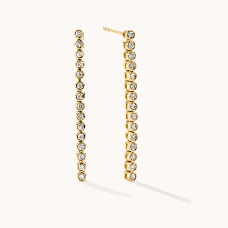 New Arrival 18k Gold Plated Jewelry 925 Silver Daily Wear Cubic Zircon Long Tennis Stud Earrings Drop Earrings