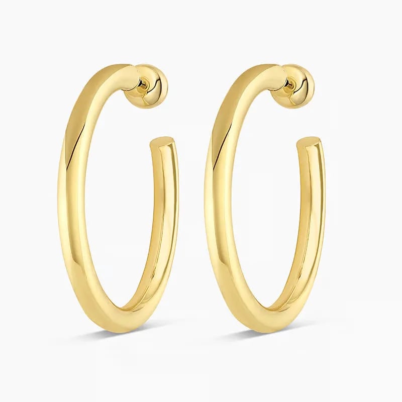Wholesale High Quality 18k Gold Plated Lightweight Hypoallergenic Chunky Open Hoops Fashion Jewelry Hoop Earrings For Women Hoop Earrings