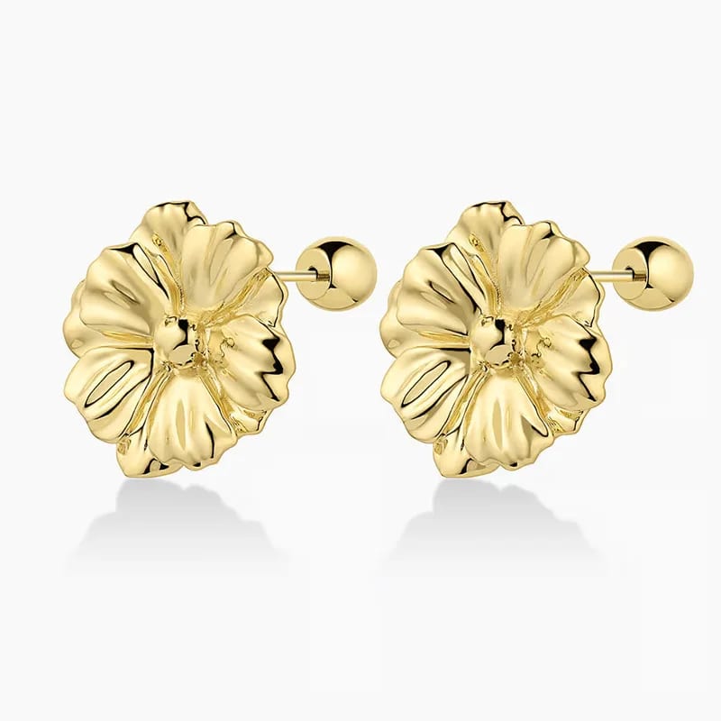 New Arrival Flower Design Earrings Fashion Womens Jewelry 18k Gold Plated Floral Statement Studs Earrings Stud Earrings