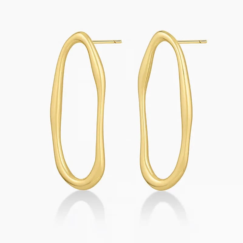925 Sterling Silver Geometric Irregular Circle Earrings Simple Fashion Minimalist Oval Shape Stud Earrings For Women Stud Earrings
