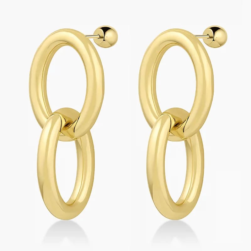 New Arrivals 18k Gold Plated Fashion Jewelry Interlocking Design Double Circle Drop Stud Earrings For Women Drop Earrings