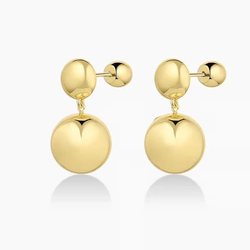 Delicate Fashion Women Jewelry Brass 18k Gold Plated Ball Stud Earrings High Quality Dangling Round Drop Earrings For Ladies Drop Earrings