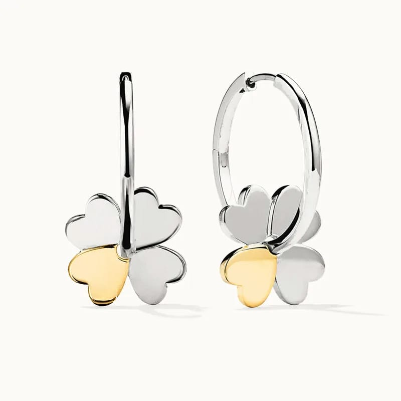 Fine Jewelry 925 Sterling Silver 18k Gold Plated SXS Clover Convertible Flower Hoops Earrings For Women Hoop Earrings