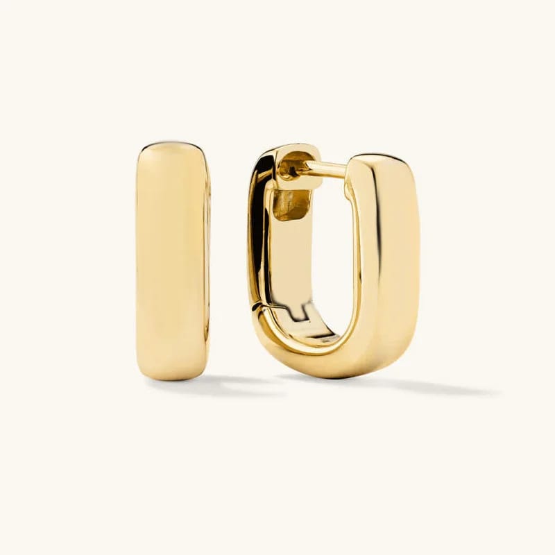 Fashion 925 Sterling Silver 18k Gold Chunky Square Hoops Huggie Earrings For Lady Hoop Earrings