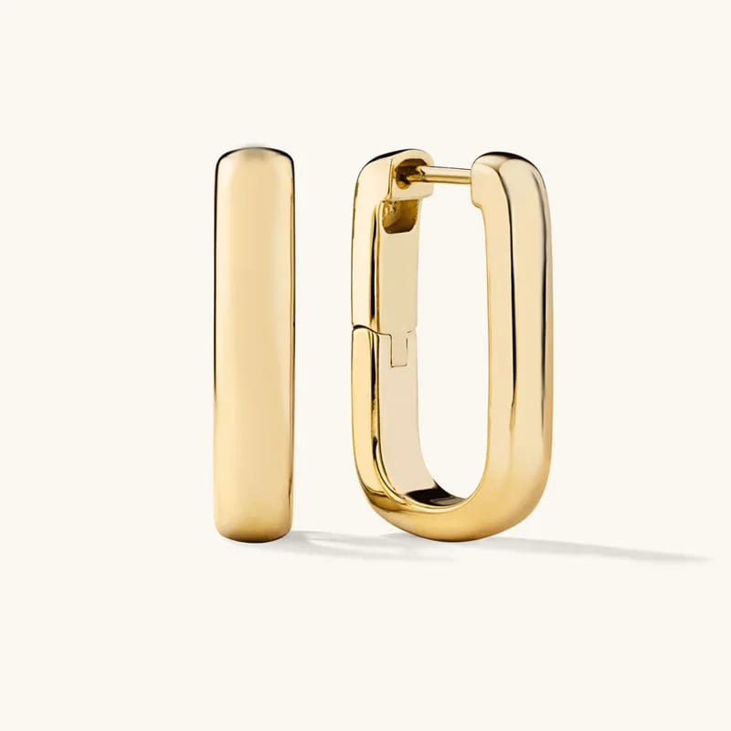 New Trendy 925 Sterling Silver 18k Gold Plated Chunky Large U Shape Huggie Hoops Earrings Hoop Earrings