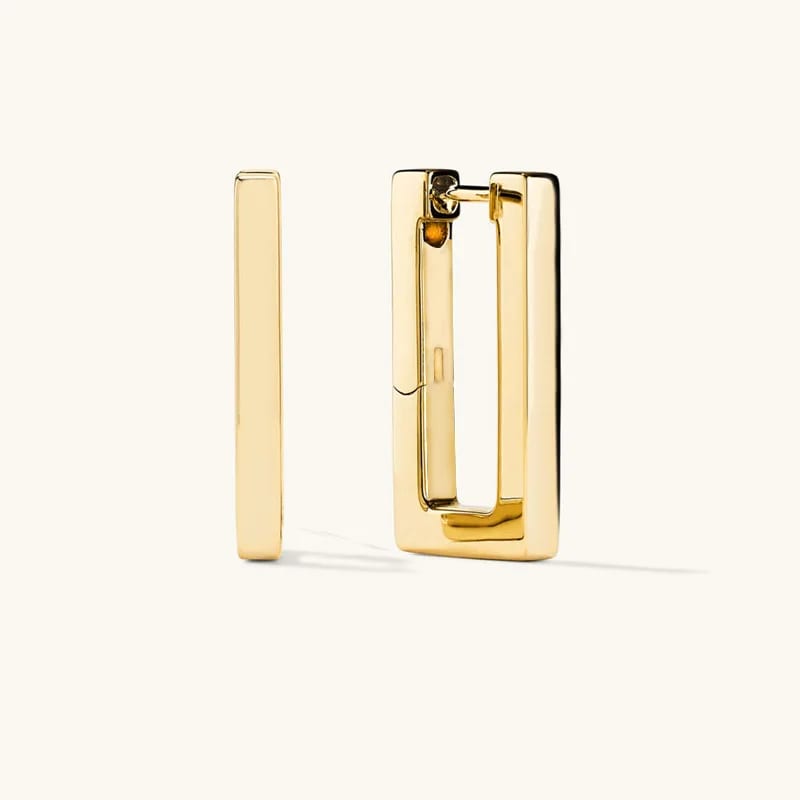 Best Sellers 925 Sterling Silver 18k Gold Plated Geometric Rectangle Huggie Hoop Earrings Hoop Earrings