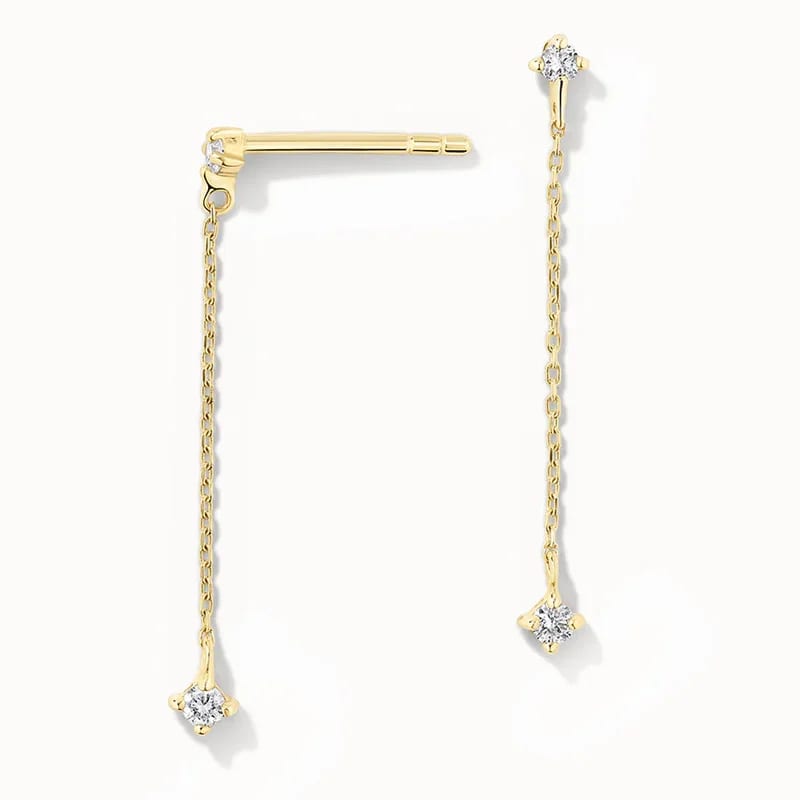 High Quality 18k Gold Plated Trendy 925 Sterling Silver Diamond Drop Chain Stud Earrings For Women Drop Earrings