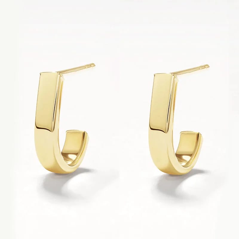 Minimalist High Quality Stylish Daily Wear 18k Gold Plated Plain Half Huggie Stud Earrings For Women Girls Huggie Earrings