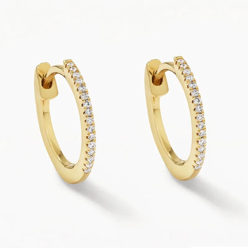 Custom Minimalist Jewelry 925 Sterling Silver 18k Gold Plated Hypoallergenic Diamond Huggies Hoop Earrings For Ladies Huggie Earrings