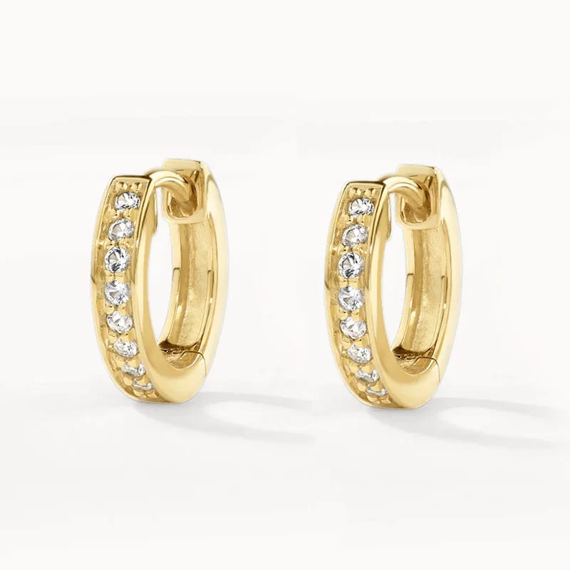 Best Sellers 925 Sterling Silver Dainty Jewelry 18k Gold Plated Pave Cz Diamond Huggie Hoop Earrings For Women Huggie Earrings