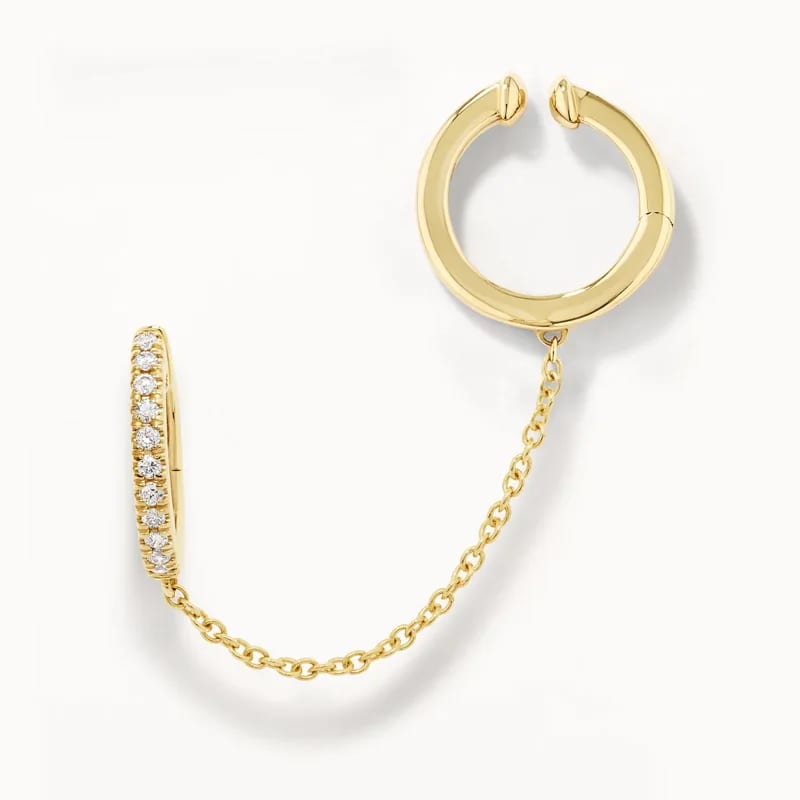 Delicate Jewelry 18k Gold Plated Double Clip On Earrings 925 Sterling Silver Women Zircon Single Huggie And Hinge Cuff Earring Ear Cuff
